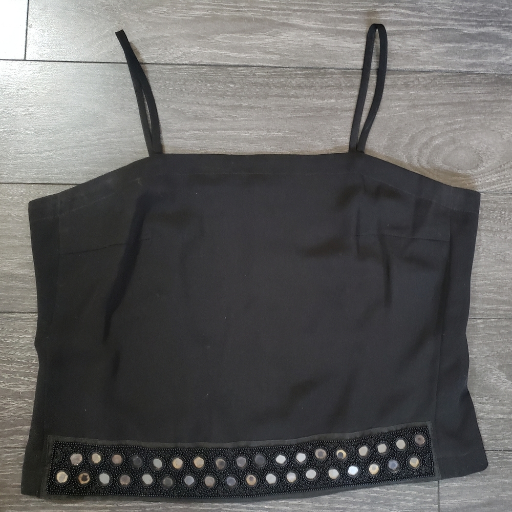 Harve Bernard Evening Spaghetti Strap Top with Beading and Sequin - Size 8